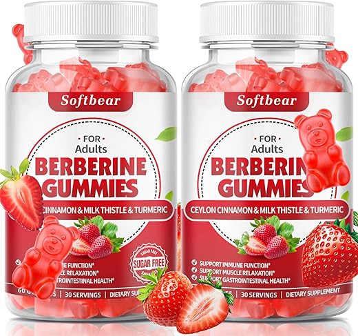 softbear - Softbear Gummies Orgânicos de Berberina com Canela do Ceilão 1500mg para Metabolismo e Saúde Imunológica – 120 Unidades Sabor Morango