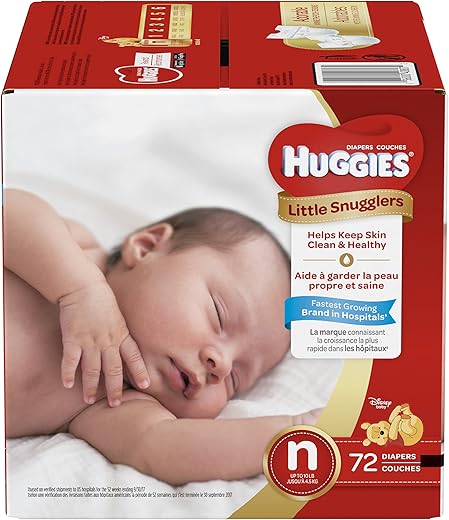 HUGGIES - Fraldas Huggies Little Snugglers Tamanho Recém-Nascido, 72 unidades – Marca Huggies
