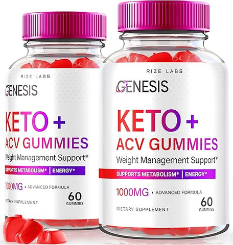 rize labs - (2 Pacotes) Gomas Genesis Keto ACV, Oficial Suplemento Keto ACV para Perda de Peso Avançada, Premium Keto Genesis Plus AVC, Tudo Natural Extremo 2000mg, Oficial Keto Plus ACV