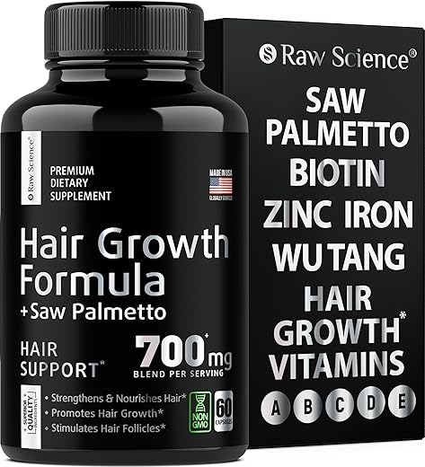 S RAW SCIENCE - Pílulas de Bloqueador de DHT para o Crescimento Capilar – Vitaminas para o Crescimento Capilar: Saw Palmetto para Homens