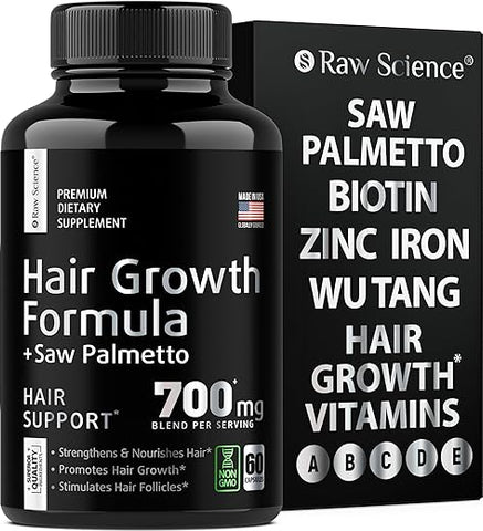 S RAW SCIENCE - Pílulas de Bloqueador de DHT para o Crescimento Capilar – Vitaminas para o Crescimento Capilar: Saw Palmetto para Homens