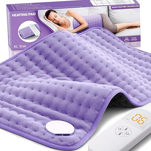 Glamigee - Aquecedor Elétrico para Alívio de Dores nas Costas e Cólicas – Almofada Térmica para Pescoço/Ombro/Dores Musculares – 6 Configurações de Calor, Desligamento Automático, Opções de Calor Úmido, Lavável em Máquina, Presentes de Natal