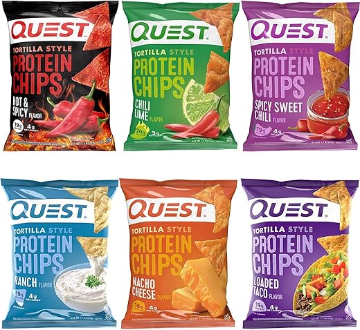 Pacote Variado de Chips de Proteína Quest – Sabores Sortidos – Snacks de Alta Proteína – 6 Pacotes de Alta Proteína, Baixo Carboidrato, Sem Glúten, 31g (Lenço Purpalia)