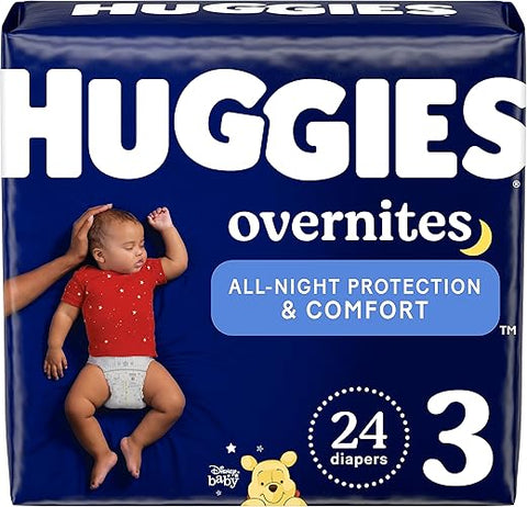 Fraldas Noturnas HUGGIES Overnites, Brancas, Tamanho 3, 24 Unidades