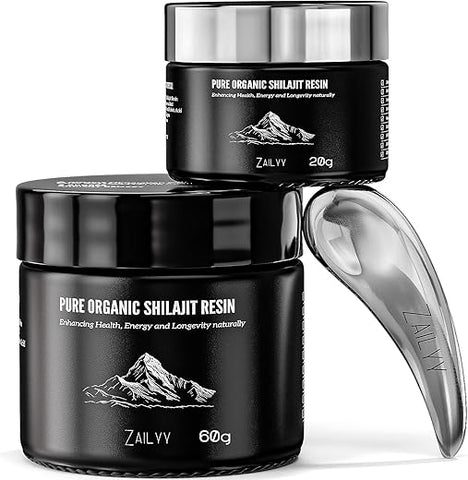 ZAILYY - Shilajit Orgânico Puro do Himalaia em Resina 80g | Testado em Laboratório