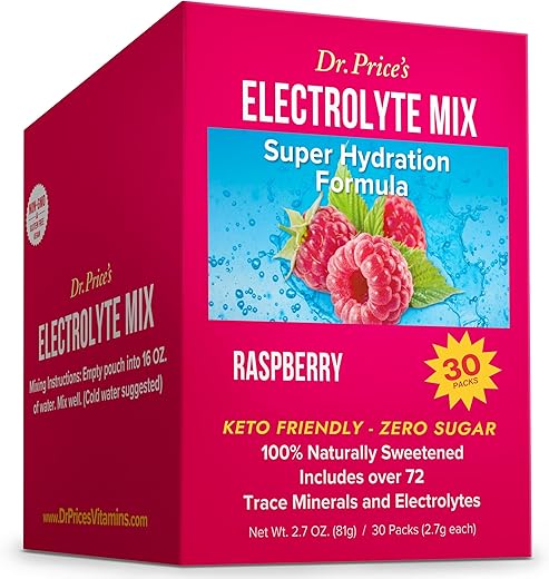 Dr. Price's Vitamins - Pacotes de Pó de Eletrólitos Sem Açúcar – Hidratação e Mistura de Eletrólitos – Keto Eletrólitos – 30 Pacotes – Potencializador de Água