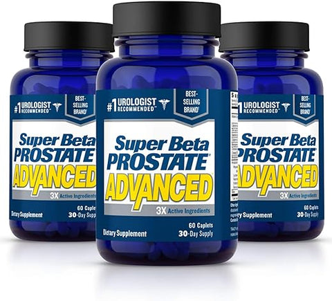 SUPER BETA PROSTATE - Advanced – Reduza idas ao banheiro, promova o sono, apoie o esvaziamento da bexiga. Suplemento para próstata em homens com Beta Sitosterol, não Saw Palmetto (180 comprimidos, 3 pacotes)