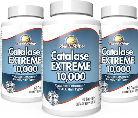 Rise-N-Shine - Catalase Extreme 10,000 – Suplemento com Saw Palmetto, Biotina, Fo-Ti, PABA – Suplementos para Fortalecimento Capilar – 180 Cápsulas – Pack com 3 (Fornecimento de 90 Dias)