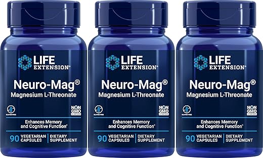 Neuro-mag Magnésio L-treonato 90 X 3 – Melhora a Saúde Cerebral e Memória - Life Extension