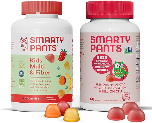 Kids Multivitamina Gomas de Fibra e Probióticos: Ômega 3 (EPA/DHA), Vitamina D3, C, B12, B6, Digestivo - SmartyPants