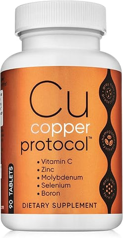 Copper Protocol - Suplemento Mineral em Tabletes com Cobre, Zinco, Vitamina C, Selênio, Boro e Molibdênio – 90 Tabletes/Frasco