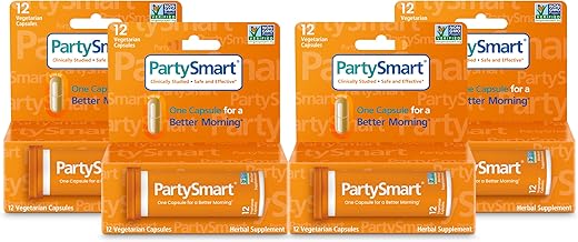 PartySmart: 12 Cápsulas para uma Manhã Melhor, Suporte ao Fígado à Base de Plantas, Melhor Manhã Após Beber, Estudo Clínico, Não-OGM, 4 Pacotes - Himalaya