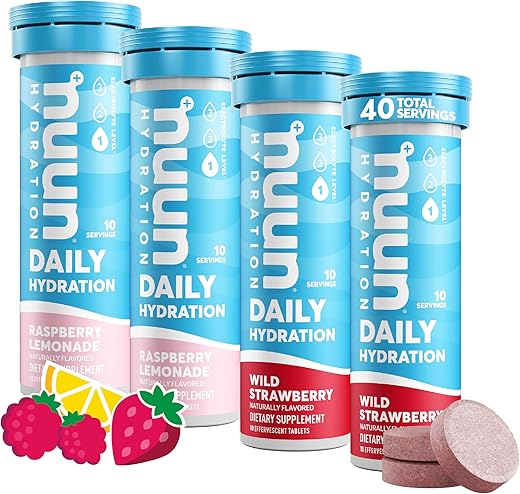 Hydration Daily – Tabletes Eletrolíticos de Bem-Estar, Sabor Frutas Vermelhas, 4 Pacotes (40 Porções) - Nuun
