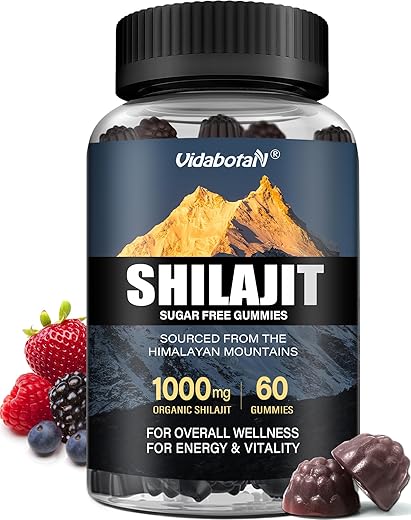 vidabotan - Gomas de Shilajit Sem Açúcar 1000mg – Suplemento Puro de Shilajit para Homens
