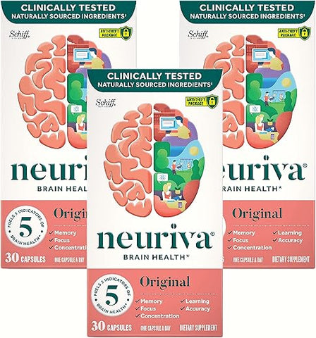 Original – Suplemento para Desempenho Cerebral (30 Unidades), Apoio ao Cérebro com Ingredientes Naturais 1 un (Pacote com 3) - NEURIVA