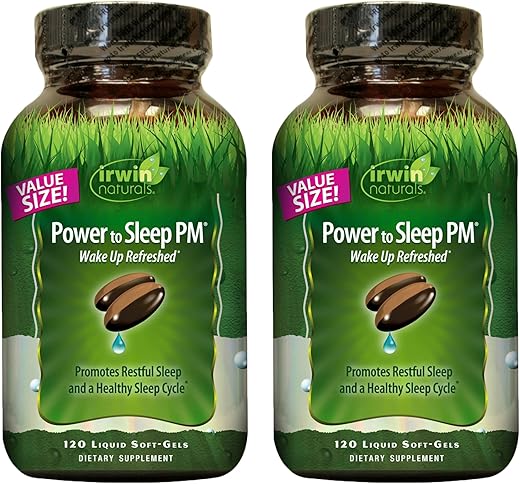 Power to Sleep PM – 120 Soft-Géis Líquidos, Pack de 2 – com Melatonina, GABA, Ashwagandha, Raiz de Valeriana | Comprar Online - Irwin Naturals