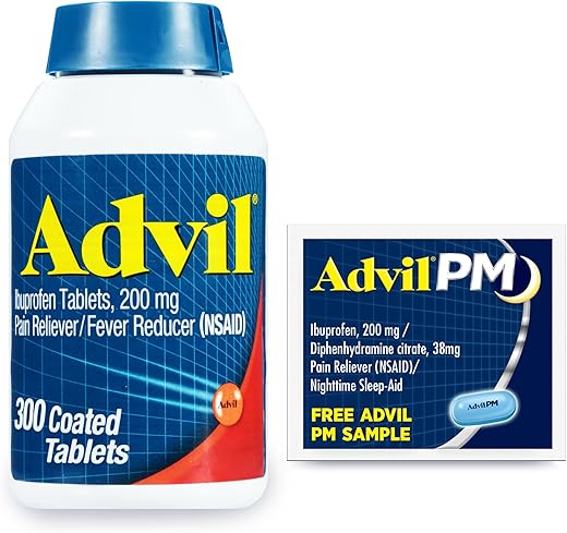 Alívio da Dor e Redutor de Febre, Ibuprofeno 200mg para Alívio da Dor – 300 Comprimidos, Advil PM Alívio da Dor e Auxílio para Dormir à Noite, Ibuprofeno para Alívio da Dor e Dipirona - Advil