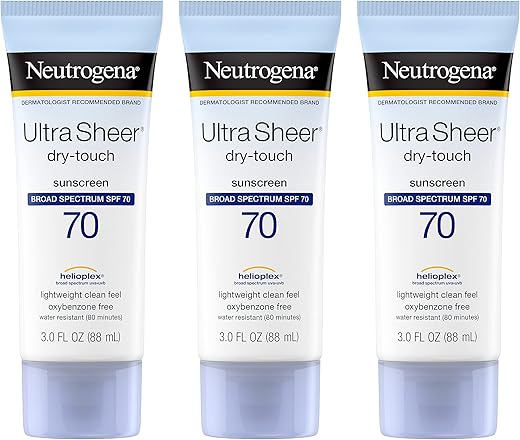 Protetor Solar Neutrogena Ultra Sheer FPS 70, Leve, Resistente à Água, Não Comedogênico