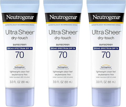 Protetor Solar Neutrogena Ultra Sheer FPS 70, Leve, Resistente à Água, Não Comedogênico