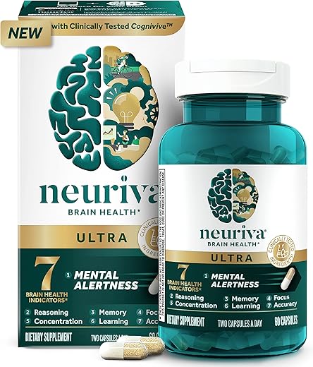 Ultra – Suplemento Cerebral Clinicamente Testado para Alerta Mental, Memória e Foco – 60 cápsulas - NEURIVA