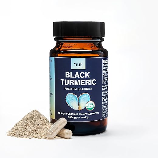 New Universe Food - Cápsulas Veganas de Raiz de Cúrcuma Negra Orgânica 350mg – Cultivada nos EUA – Livre de Glúten – Não Transgênica – Suporte Natural para as Articulações – Resposta Inflamatória Saudável – Imunidade Adequada