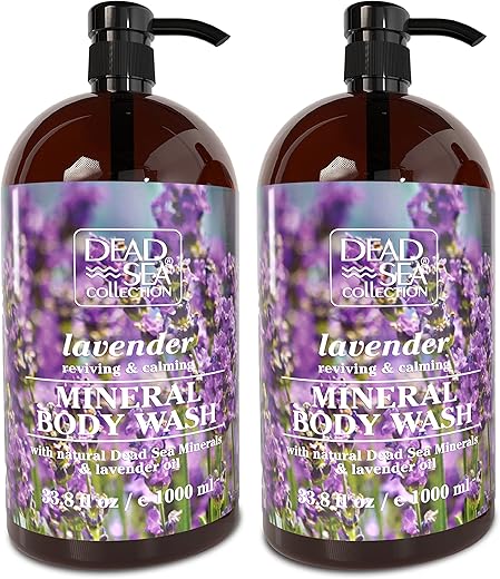 Dead Sea Collection - Coleção Mar Morto Lavanda Body Wash – com Minerais do Mar Morto e Óleo de Lavanda – Limpeza Suave e Hidratação da Pele – Pacote com 2 (2000 ml)