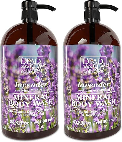 Dead Sea Collection - Coleção Mar Morto Lavanda Body Wash – com Minerais do Mar Morto e Óleo de Lavanda – Limpeza Suave e Hidratação da Pele – Pacote com 2 (2000 ml)