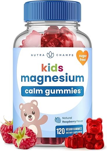 NutraChamps - Gomas de Magnésio para Crianças – Gomas de Magnésio Calmantes sem Açúcar para Crianças – Suprimento de 4 Meses – Suporta a Saúde dos Ossos, Sono – Citrato de Magnésio como Suplemento para Crianças – 120 Gomas Veganas Infantis