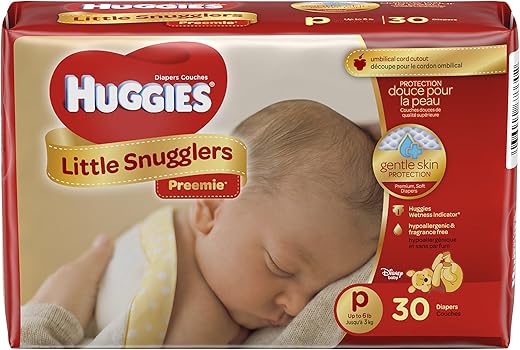 Kimberly-Clark - Fraldas Huggies Gentle Care para Prematuros, Tamanho P, 30 unidades – Marca Huggies