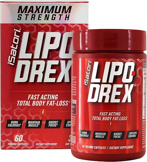 Lipo-Drex Fórmula Termogênica Queima de Gordura – Blend de Foco – Acelerador de Queima de Gordura Total do Corpo, Manutenção Muscular e Supressor de Apetite para Homens e Mulheres – 60 cápsulas - iSatori