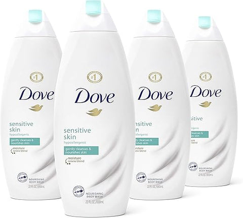 Sabonete Líquido Hipoalergênico para Pele Sensível, Livre de Sulfatos, 650ml (Pacote com 4 unidades) - Dove