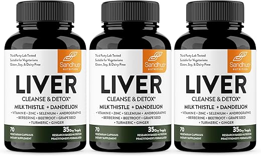 Sandhu's - Sandhu’s Liver Renew Cleanse Detox, Reparo – Fórmula Poderosa para Renovar o Fígado – 60 Cápsulas