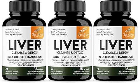 Sandhu's - Sandhu’s Liver Renew Cleanse Detox, Reparo – Fórmula Poderosa para Renovar o Fígado – 60 Cápsulas