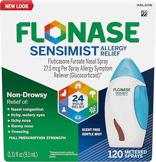 Sensimist Spray Nasal para Alívio de Alergia sem Sonolência, 24 Horas de Alívio Multissintomas – 120 Pulverizações - Flonase