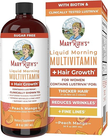 Vitaminas Líquidas para Crescimento Capilar – Biotina 10000mcg – Vitamina D – Cabelos Mais Grossos – Rugas Linhas Finas – Cuidados com a Pele - MaryRuth Organics