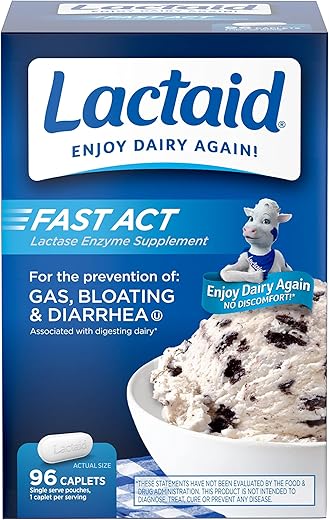 Fast Act – Alívio da Intolerância à Lactose com Enzima Lactase, 96 Comprimidos - Lactaid