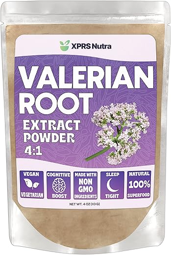 Extrato de Raiz de Valeriana em Pó 4:1 – Pó Premium de Valeriana para Cognição – Auxílio Herbal Vegano para o Sono (4g) - XPRS Nutra
