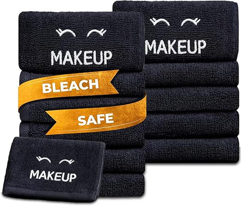 White Classic - Toalhas de Limpeza Facial Pretas de Algodão de Luxo Super Macias, 12 Unidades – Absorventes e de Secagem Rápida, Removem Maquiagem, Seguras para Alvejante Clássico Branco