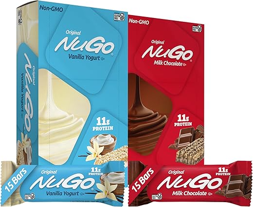 Original Variety – Barras de Baunilha com Iogurte – 15 unidades – Marca NuGo - NuGo
