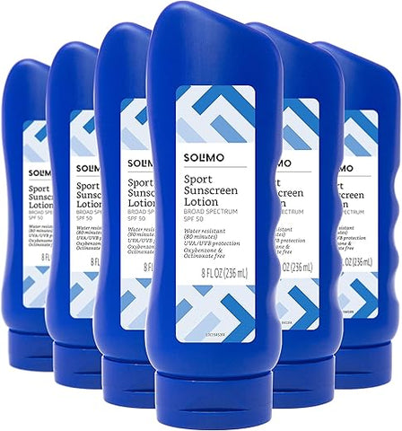 Amazon Brand – Solimo Loção Protetora Solar Esportiva, FPS 50, Sem Octinoxate, 120 ml