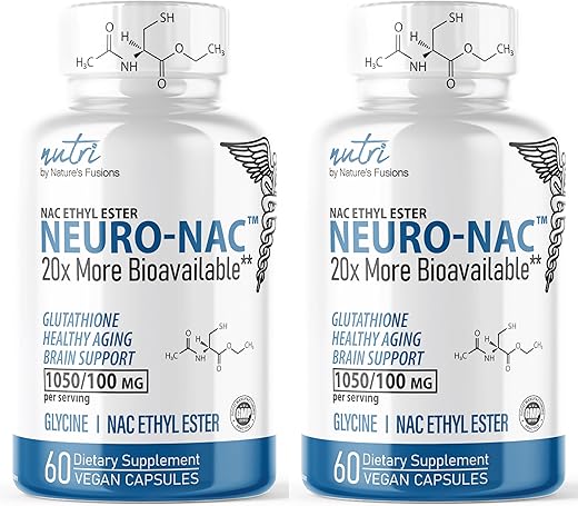 Nature's Fusions - Neuro NAC – Suplemento N-Acetil Cisteína Etil Éster (2 Pacotes) – 20x Mais BioDisponível Que NAC 600 mg – Aumenta Glutationa 10x Mais Que Glutationa Lipossomal – N Acetil Cisteína