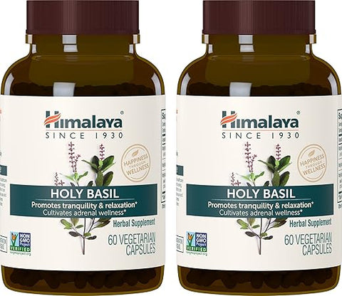 Holy Basil Tulsi – Alívio do Estresse, Relaxamento, Insônia Ocasional – Promove Calma – Ayurvédico – Não-OGM – Vegano – 720 mg – 60 Cápsulas – 2 Pacotes - Himalaya
