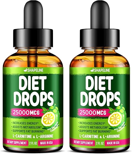 SHAPELINE - Pack com 2 Diet Drops – Supressor de Apetite para Mulheres – Fabricado nos EUA
