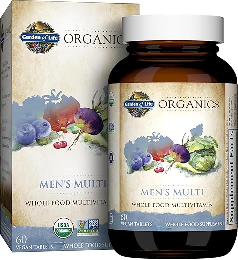 Organics Multivitamínico para Homens, 60 Comprimidos, Vitaminas e Minerais Veganos para a Saúde e Bem-Estar Masculino, Certificado Orgânico Multi Masculino Vegano - Garden of Life