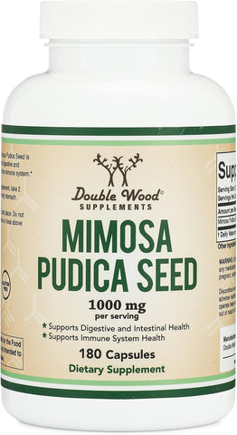 Mimosa Pudica Seed Capsules (180 Capsules, 3 Month Supply) 1000mg, for Digestive Support, by Double Wood