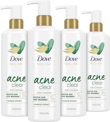 Body Love Sabonete Líquido Corporal Acne Clear 4 Unidades Para Pele Propensa a Acne com Ácido Salicílico e Extrato de Bambu 500 ml - Dove