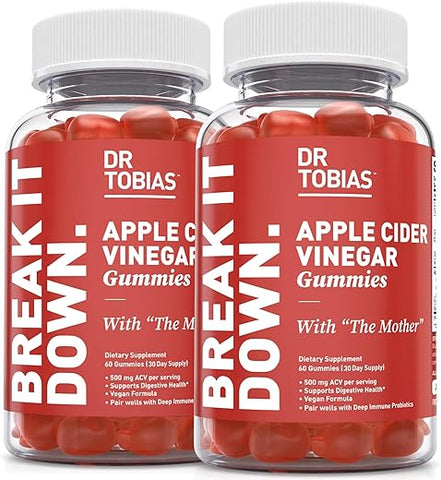 Gomas de Vinagre de Maçã, 500 mg de Vinagre de Maçã com Mãe, Folate, B12 – Benefícios para a Saúde - Dr. Tobias