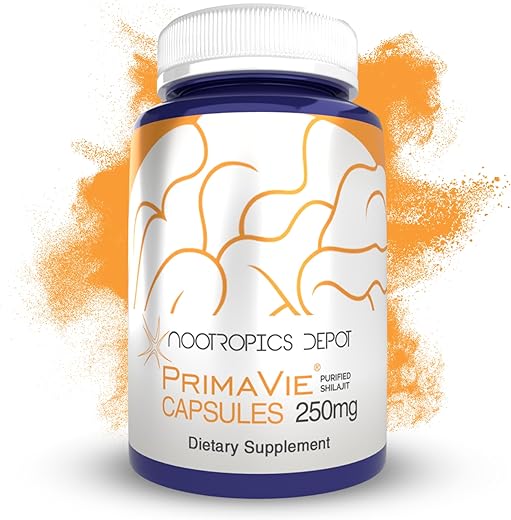 PrimaVie Shilajit Cápsulas | 250mg | 90 Unidades | Extrato Puro | Erva Ayurvédica | Suporta Função Mitocondrial Aumenta Resistência - Nootropics Depot