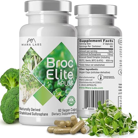 BrocElite - Mara Labs Broc Elite Plus | Suplemento de Brócolis c/ Extrato Estabilizado de Sulforafano | Zero Resíduo de Glifosato | 60 Cápsulas Vegetais