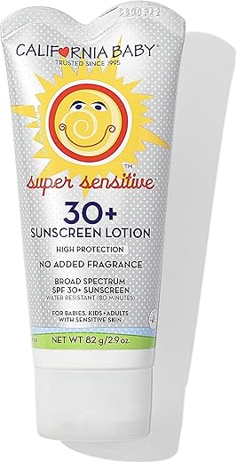 Protetor Solar Mineral California Baby Super Sensitive SPF 30 | Amplo Espectro | Dióxido de Titânio | Hipoalergênico Sem Fragrância | Seguro para Recifes | Pele Sensível | 30g